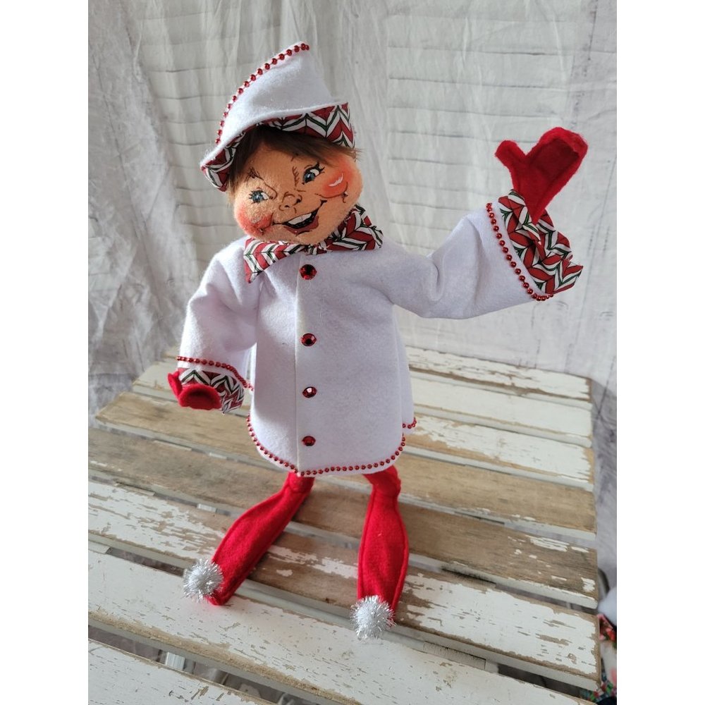 Annalee elf chef baker cook coat 2008 red‎ Xmas decor